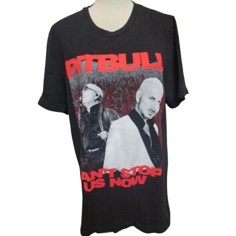 Pitbull 'Can't Stop Us Now' 2022 Tour Tee Black Size Large 2 Sides